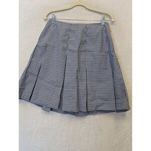 Dennis Uniform High Waist Box Pleat Skirt Blue Black White Check Plaid Junior 9